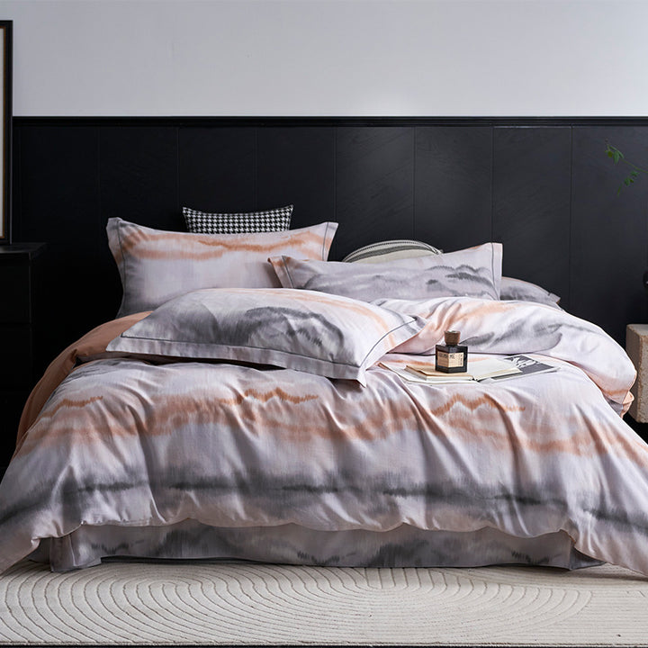 Luxury Cotton Sateen Geometric Duvet Cover Set with Pillowcases