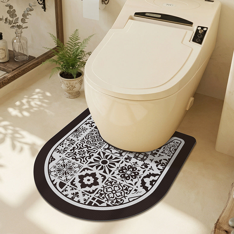 Floral Patterned Toilet Rug
