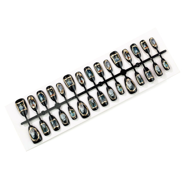 Artistic Halloween-Themed Press-On Nail Art Set Stornfield