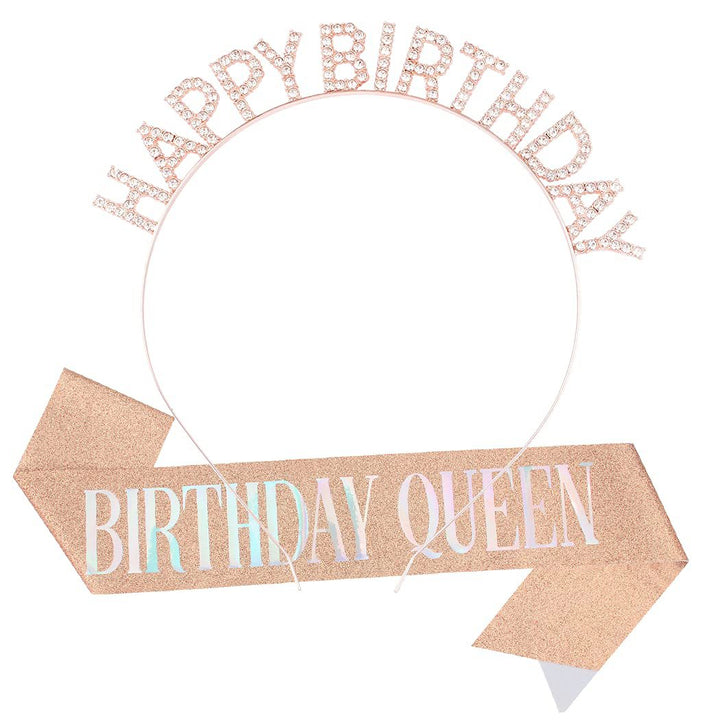 Ladies Glittering Headband with "Happy Birthday" Inscription Stornfield