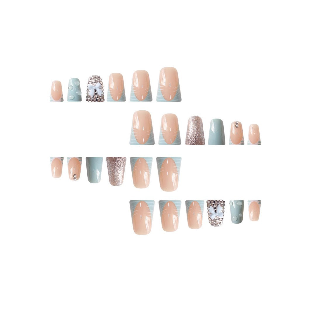 3D Bow and Rhinestone Nail Art Extensions Stornfield