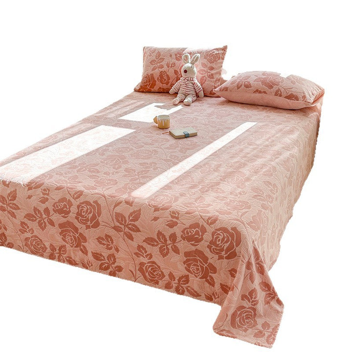 Reversible lightweight bedspread with floral butterfly jacquard texture