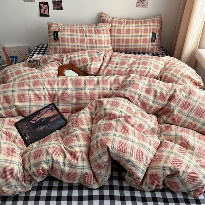 Premium Plaid Cotton Comforter Set