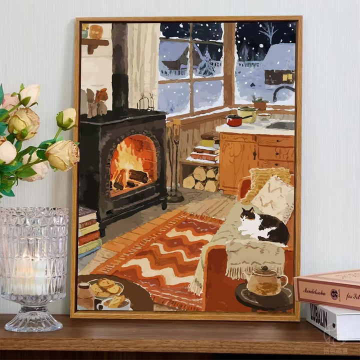 Cozy Fireplace Scene Wall Art Stornfield