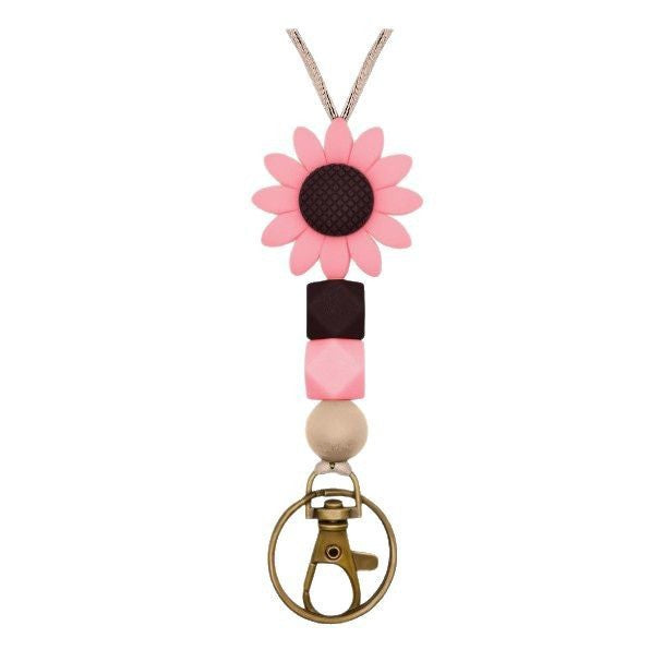 Colorful Flower-Themed Beaded Keychain Holder Stornfield