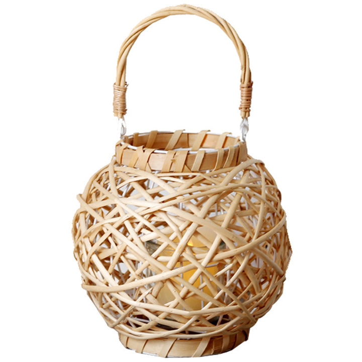 Decorative lantern made of woven natural material Stornfield