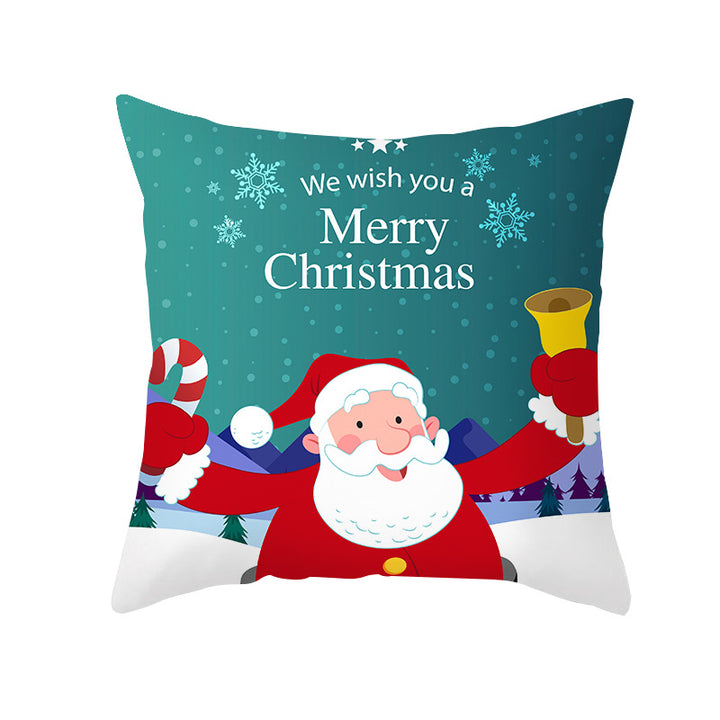Festive Christmas Decorative Throw Pillow Cover with Holiday Gift and Snowflake Print