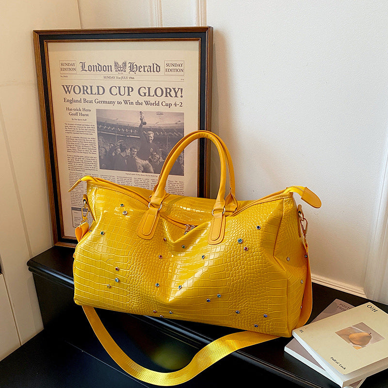 Stylish Crocodile-Texture Weekend Duffel Bag Stornfield