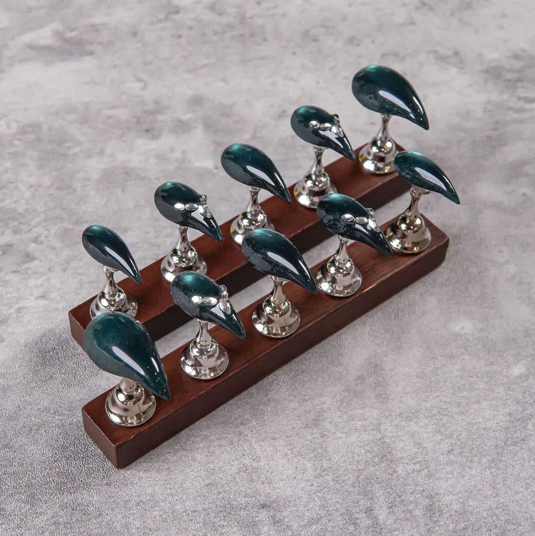 Stylish Stiletto Press-On Nails with Gem Accents