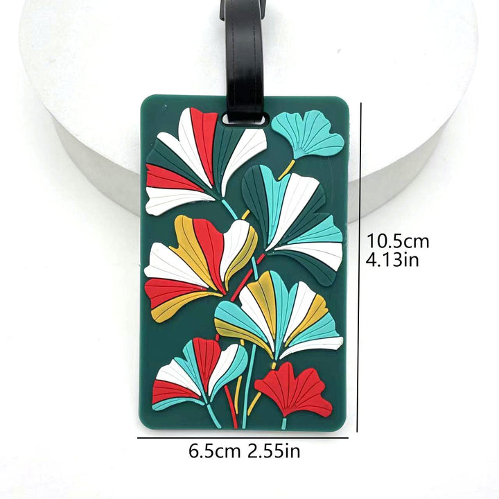 silicone tropical leaf luggage tag with embossed layered design Stornfield
