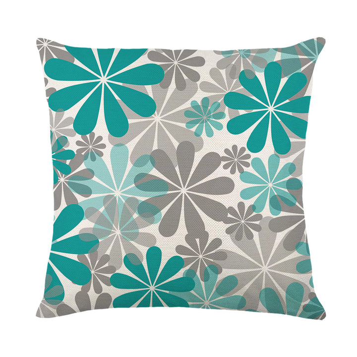 Artistic Daisy Print Linen Throw Pillow