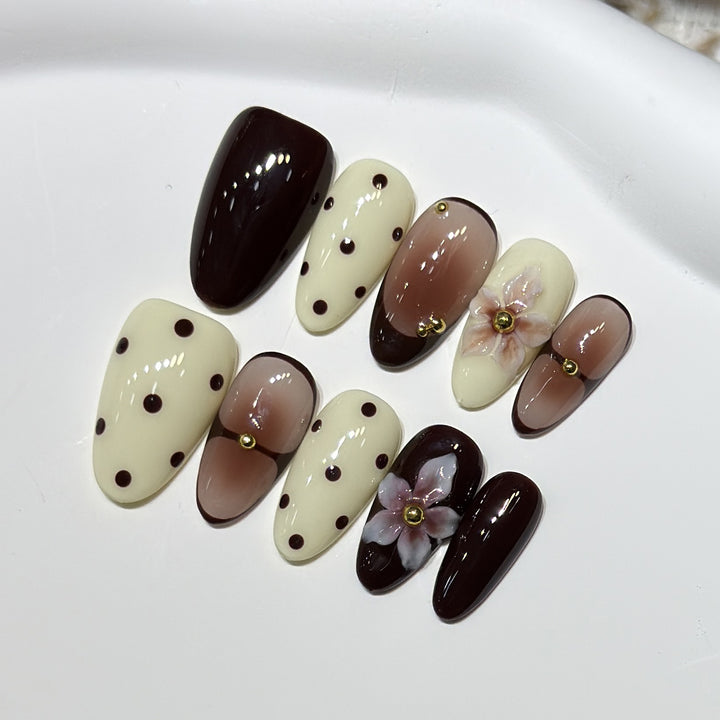 Elegant Floral Stiletto Nail Art Set Stornfield