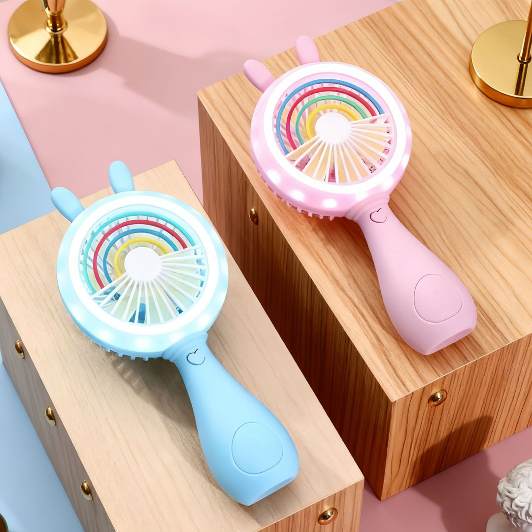 Ladies portable hand fan with LED function and innovative bunny design Stornfield