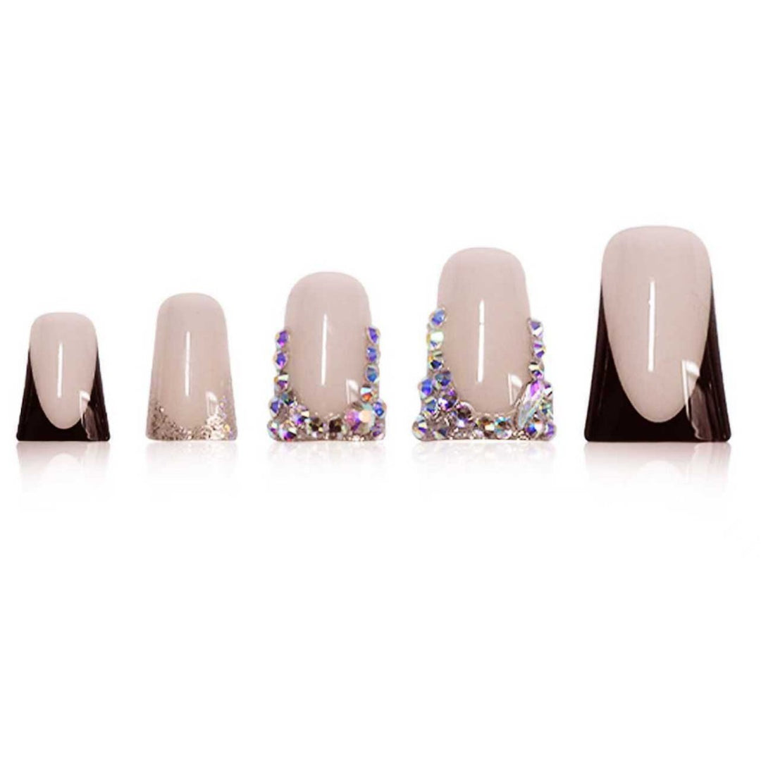 Decorative Press-On Nail Extensions with Gem Accents Stornfield