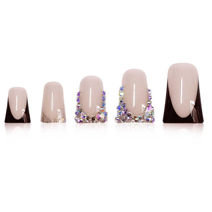Decorative Press-On Nail Extensions with Gem Accents Stornfield