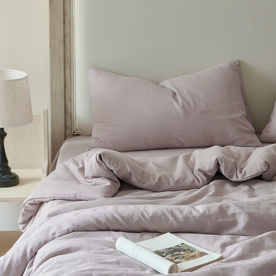 Stonewashed Cotton Sateen Duvet Cover and Sheet Set with Envelope Pillowcases