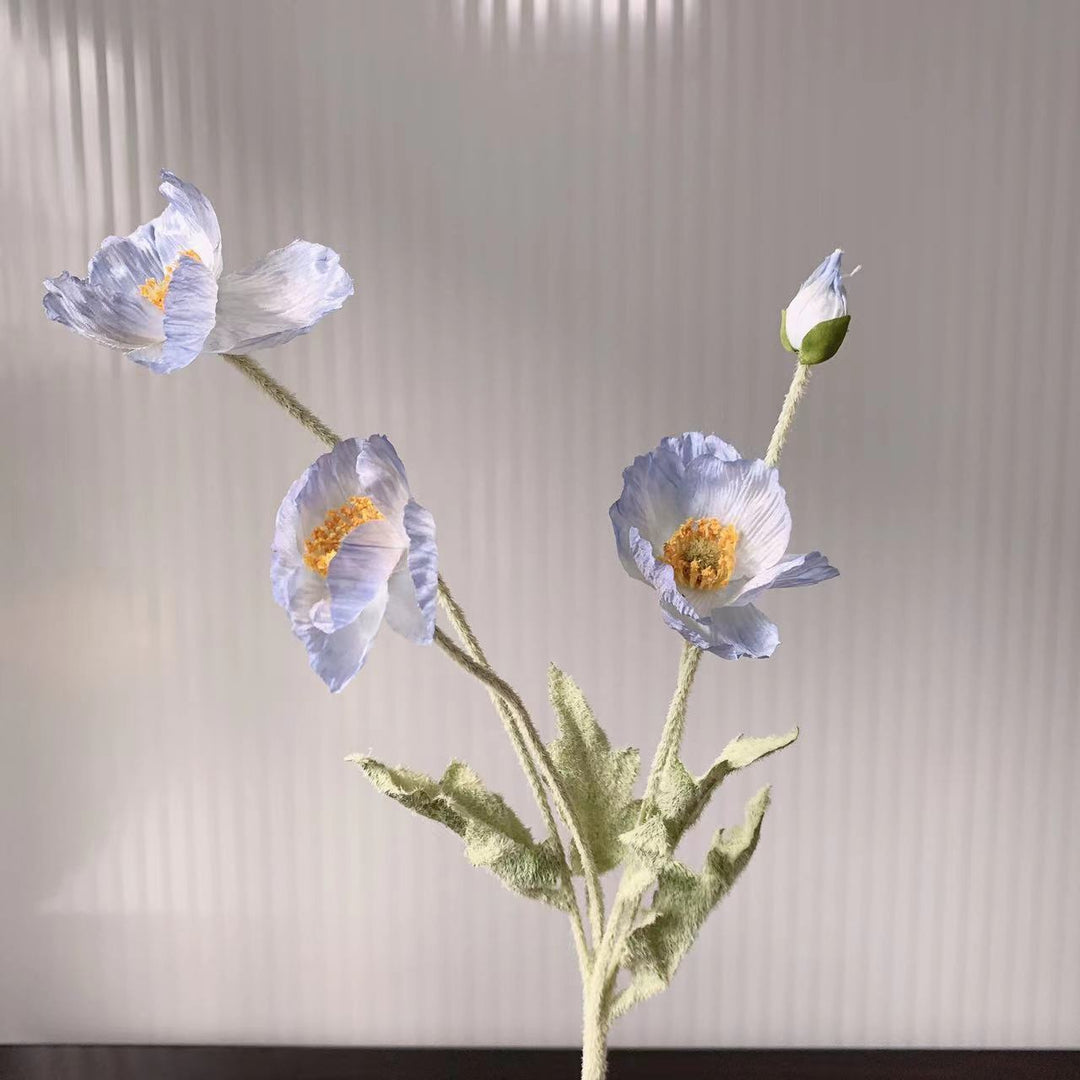 Lifelike Silk Poppy Flower Stem