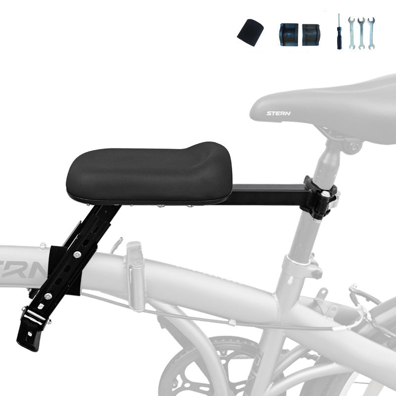 rear frame-mounted padded child bike seat with triple loop backrest and adjustable clamp Stornfield