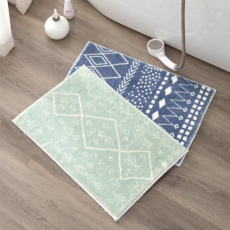 Soft high-pile bath mat rug with Berber-inspired diamond pattern Stornfield