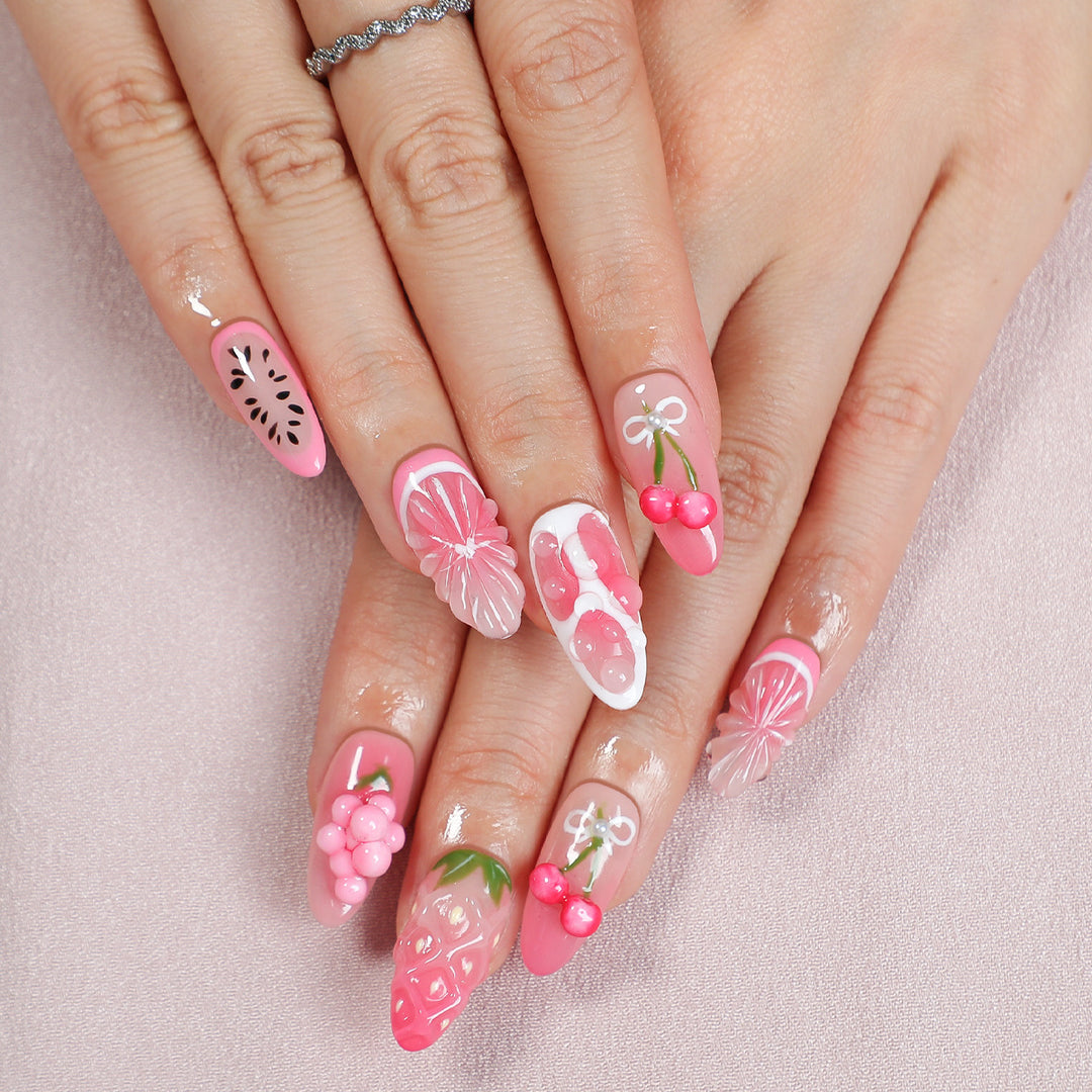 Creative Nail Set with fruity and floral designs Stornfield