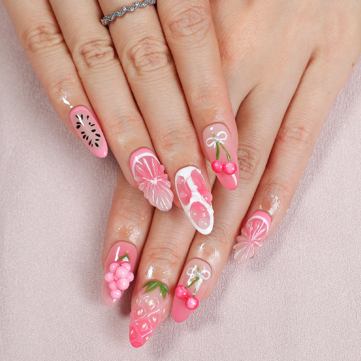 Creative Nail Set with fruity and floral designs Stornfield