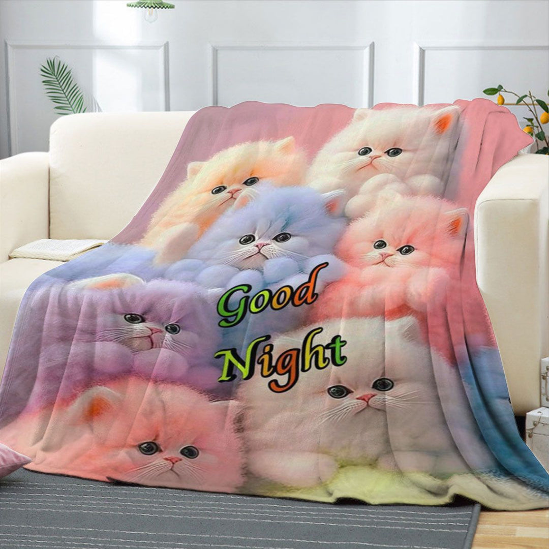 Plush Cat-Themed Fleece Blanket