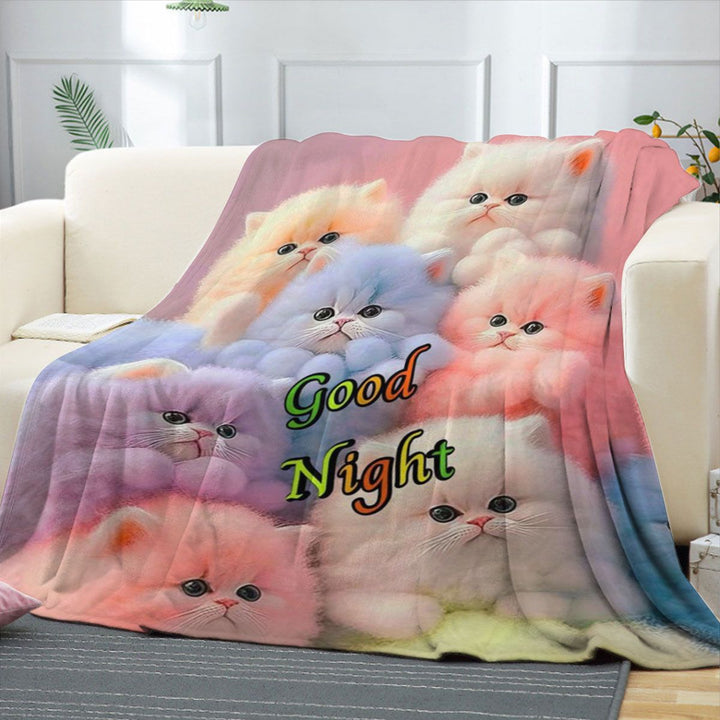 Plush Cat-Themed Fleece Blanket