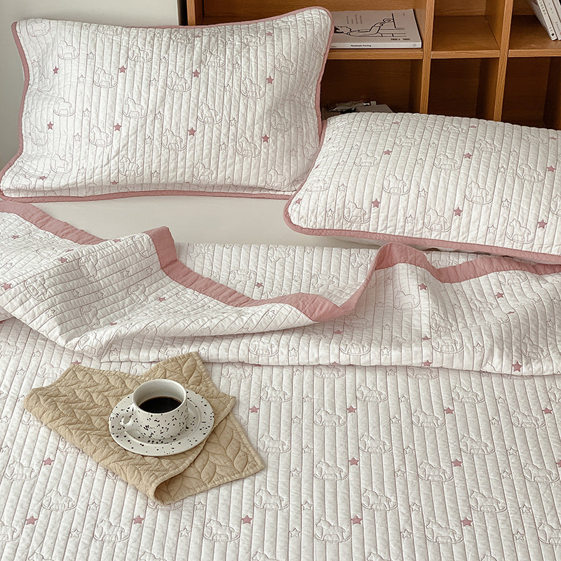 Lightweight Cotton Quilted Bedspread Set with Pillow Shams
