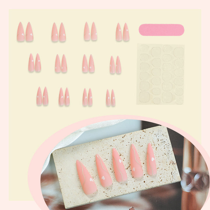 Elegant Heart Accent Press-On Nails Stornfield