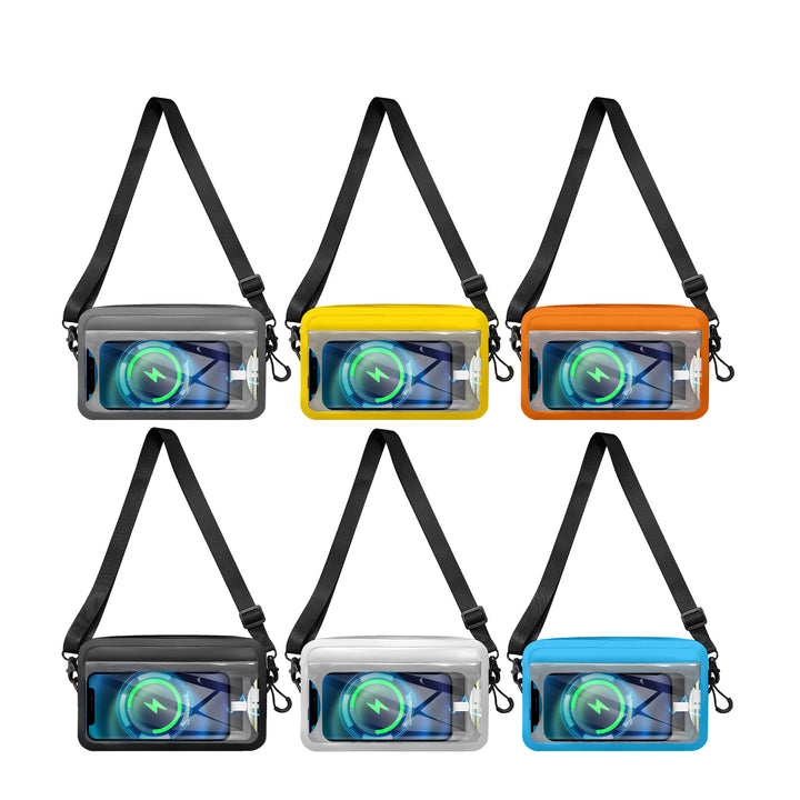 Waterproof shoulder bag with transparent smartphone case Stornfield