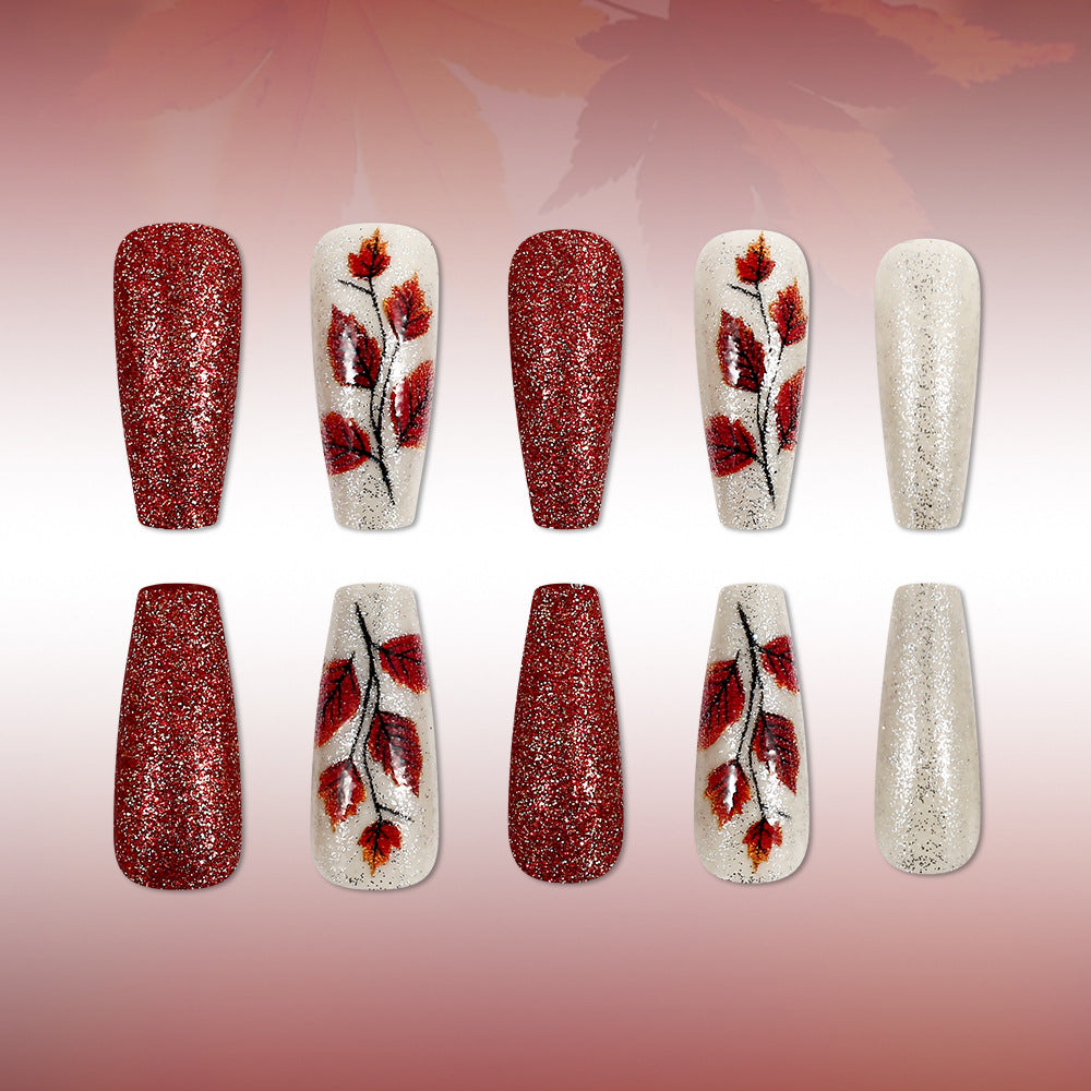 Autumn-Themed Decorative Press-On Nails Stornfield