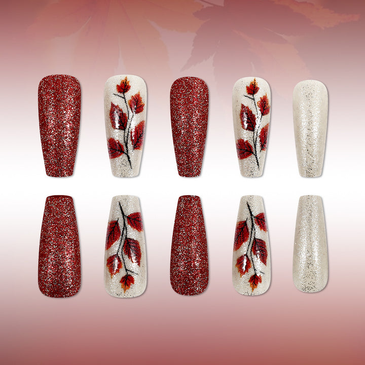Autumn-Themed Decorative Press-On Nails Stornfield