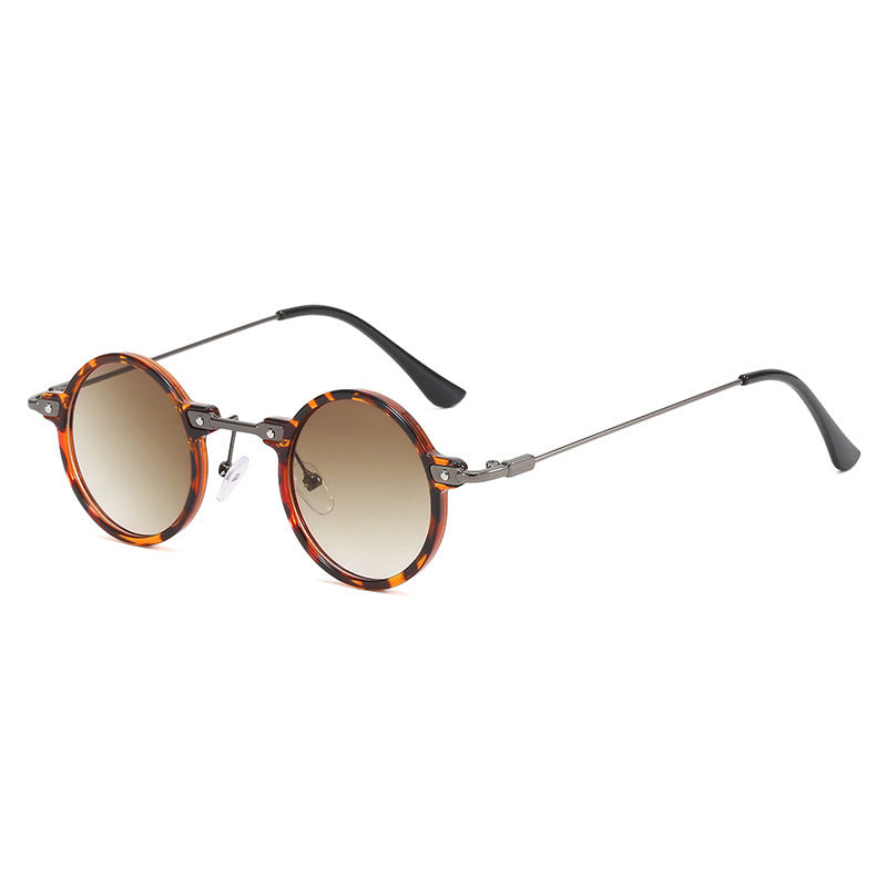 Women's round sunglasses with stylish metal frame and large blue lenses Stornfield