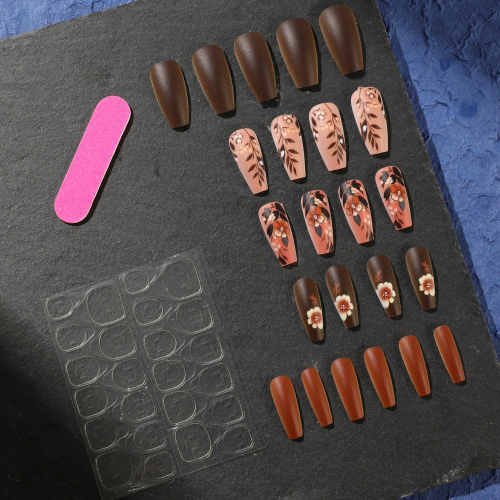 Fake Nail Set with Elegant Floral Designs Stornfield