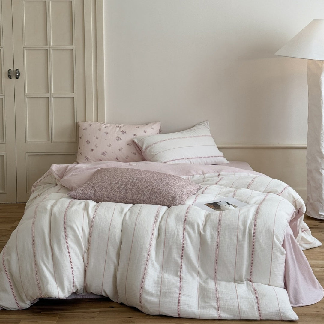 Cotton Gauze Striped Duvet Cover and Pillowcase Set