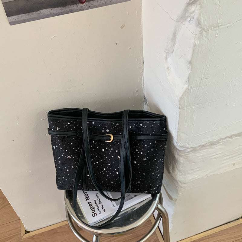 Star-Patterned Canvas Tote Bag