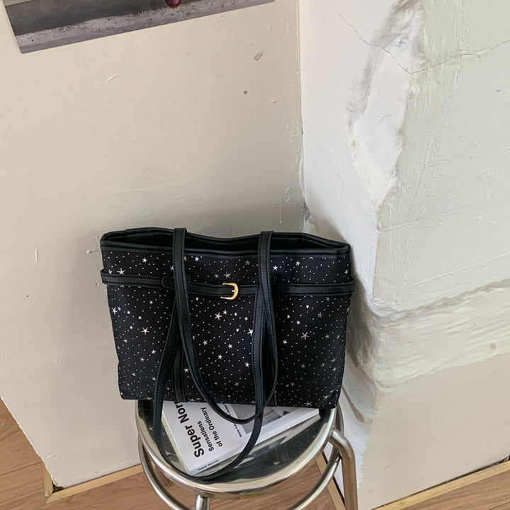 Star-Patterned Canvas Tote Bag