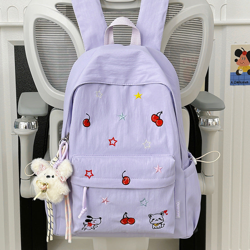 Playful Character Embroidered School Backpack Stornfield
