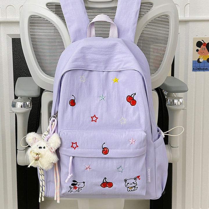 Playful Character Embroidered School Backpack Stornfield