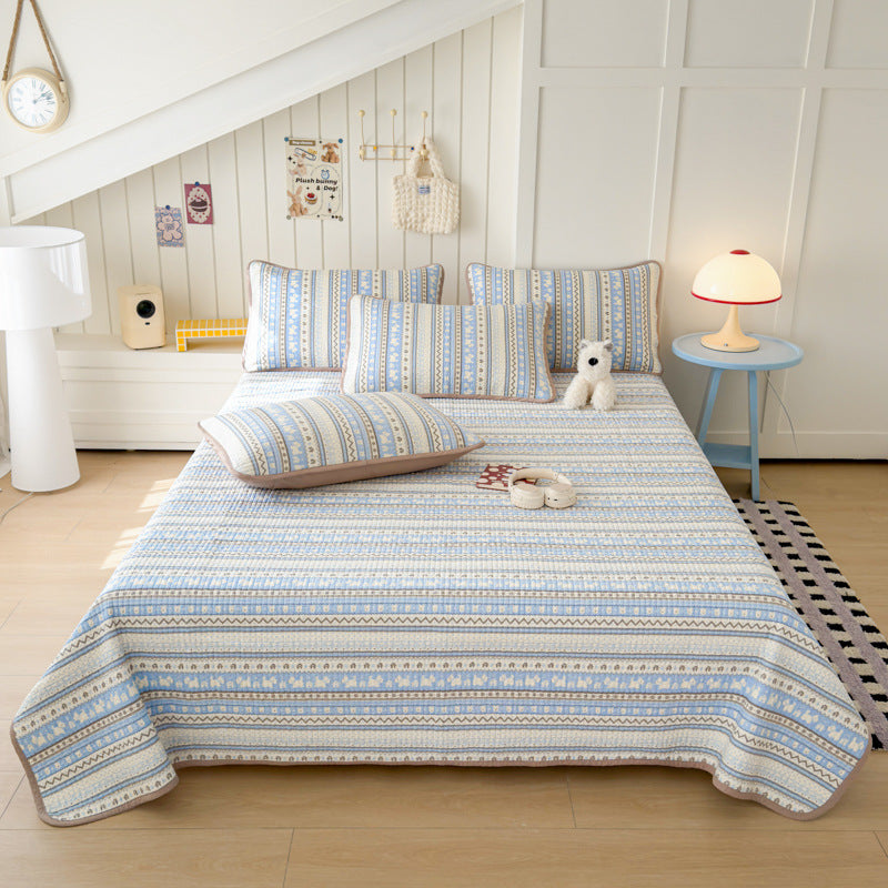 Lightweight Quilted Cotton Bedspread and Mattress Coverlet Set
