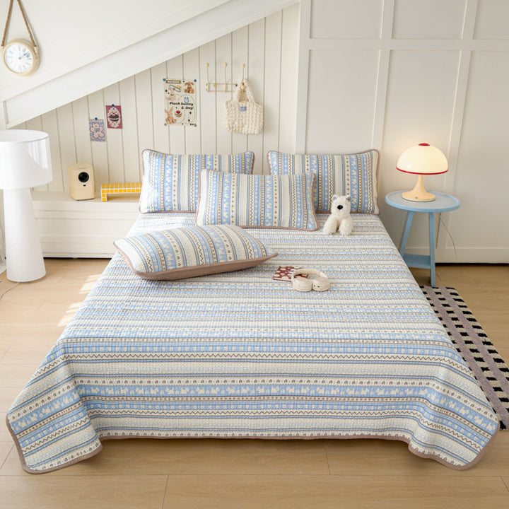 Lightweight Quilted Cotton Bedspread and Mattress Coverlet Set