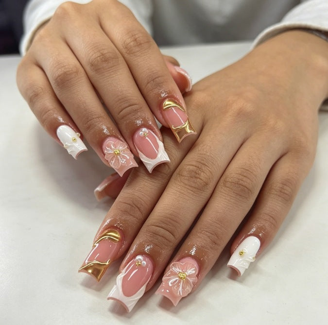 Elegant Floral Acrylic Nail Design Enhancements Stornfield