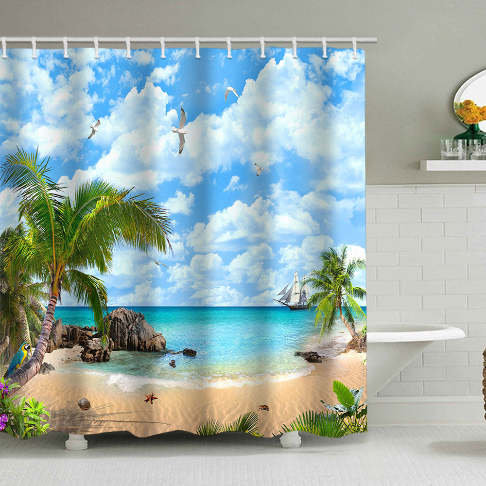 Tropical Beach Scene Shower Curtain Stornfield