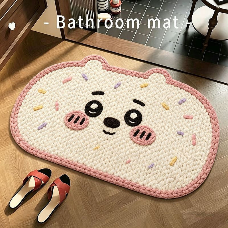 Bear-Shaped Plush Bathroom Mat