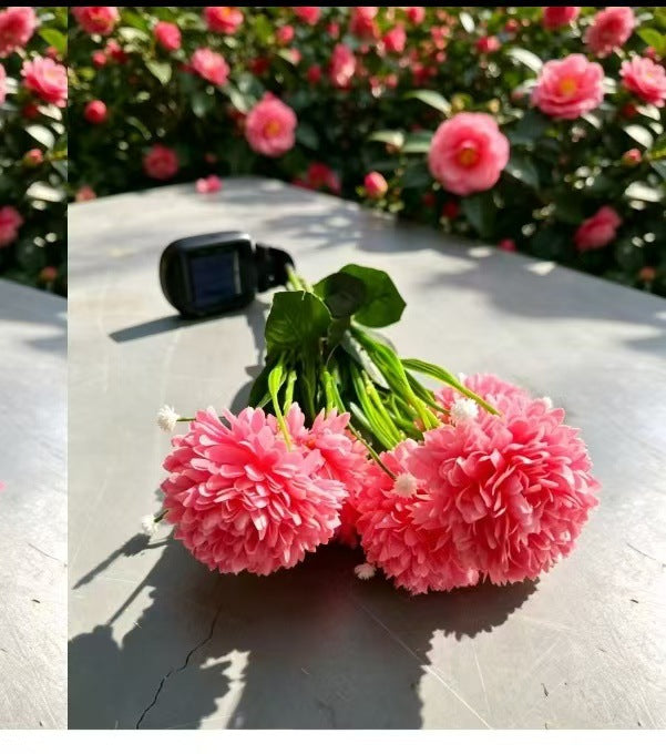 Solar-Powered Realistic Camellia Floral Garden Stake Lights With Adjustable LED Heads And Stainless Steel Spike Stornfield