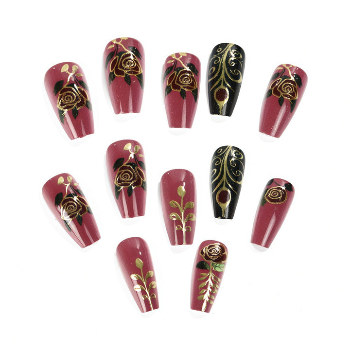 Artificial Nail Set with Floral and Elegant Decorations Stornfield