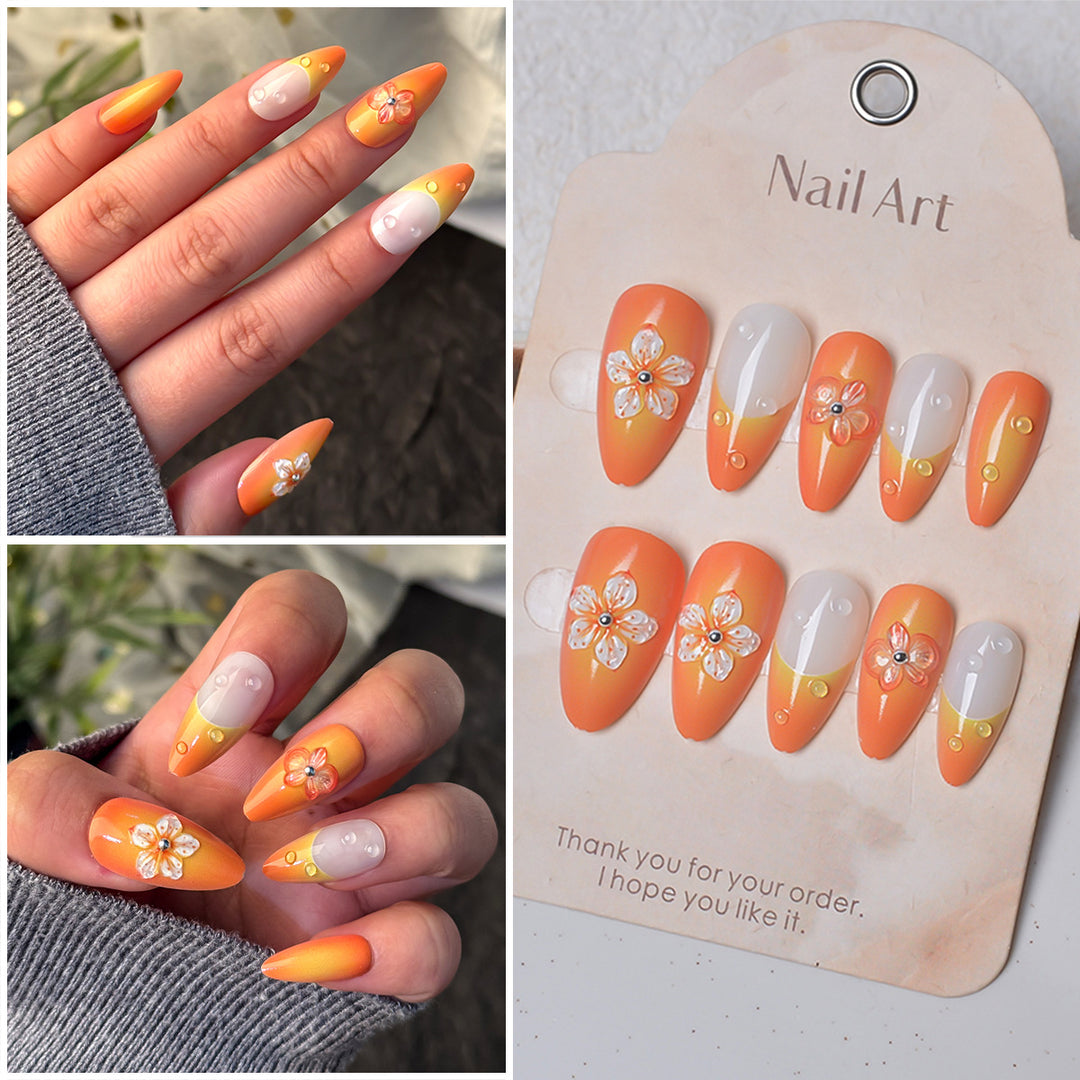Floral-Decorated Press-On Nail Set Stornfield