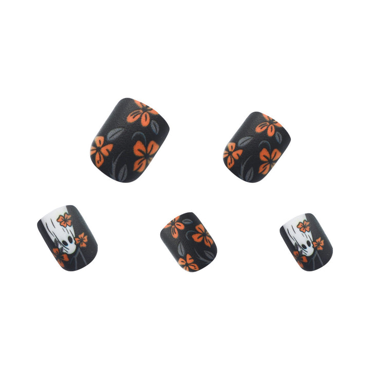 Acrylic nail set with spooky ghost design and floral accents Stornfield