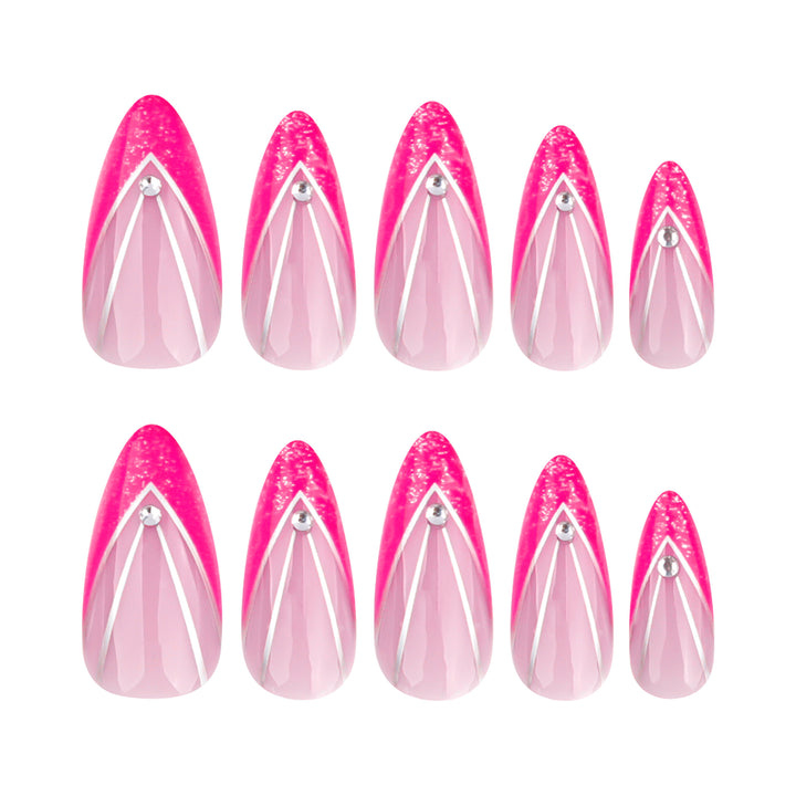 Artful Nail Extensions with Glitter and Rhinestone Decorations Stornfield