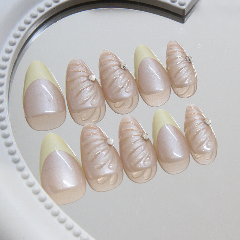 Artistic Shell-Crafted Press-On Nail Extensions Stornfield
